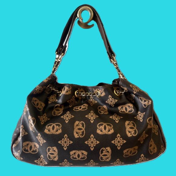 Sharif Shoulder Bag Saffiano Leather Gold Hardware Animal Print Interior NWOT - Picture 4 of 12